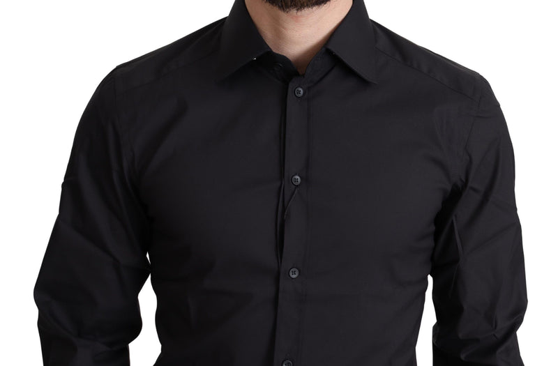 Elegant Black Gold Slim Fit Shirt