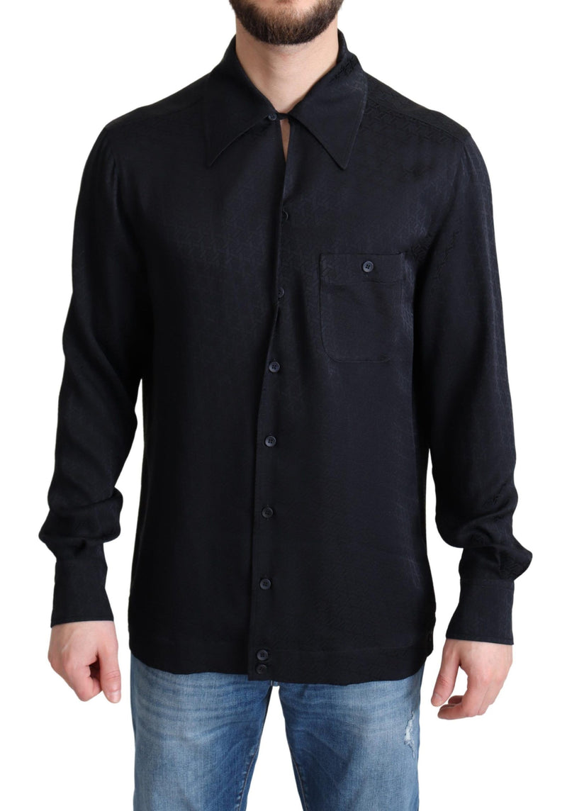 Elegante camicia casual di seta jacquard