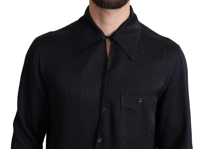 Elegante camicia casual di seta jacquard