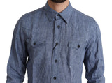 Elegantes Hemd mit gestreiftem Leinen-Button-Down-Hemd