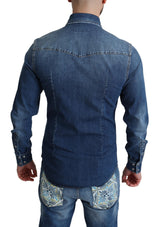 Elegantes Denim Langarm Casual Shirt