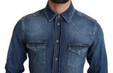 Elegantes Denim Langarm Casual Shirt