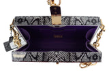 Grey Resin Dolce Box Clutch con dettagli d'oro