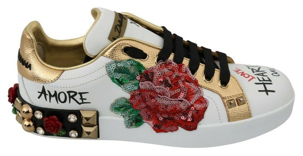 Sneakers en cuir floral à paillettes élégantes