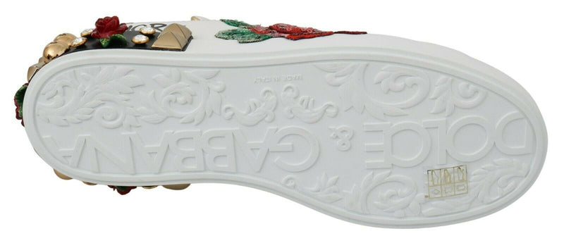 Eleganti sneaker in pelle floreale con paillettes