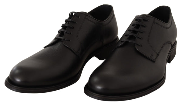 Elegantes zapatos Derby de cuero negro