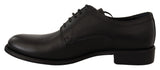 Elegante schwarze Leder -Derby -Schuhe