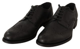 Eleganti scarpe Derby Wingtip in pelle nera