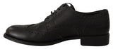 Eleganti scarpe Derby Wingtip in pelle nera