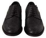 Eleganti scarpe Derby Wingtip in pelle nera