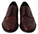 Elegante Bordeaux Leder Derby Schuhe