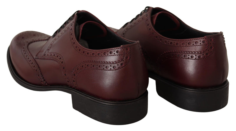 Elegante Bordeaux Leder Derby Schuhe