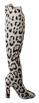 Chic Leopard High-Heel Over-Gnee Boots