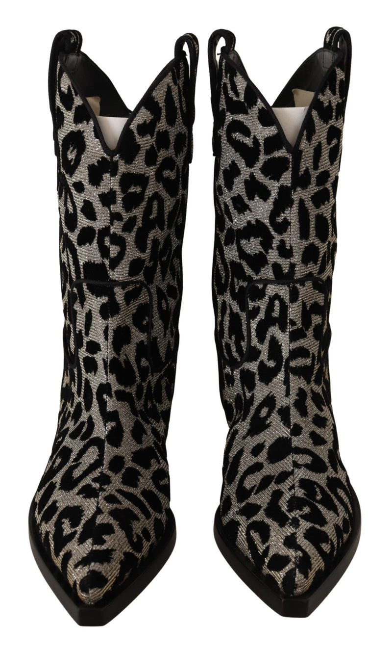 Eleganter Leopardenmuster mittlerer Kalbstiefel