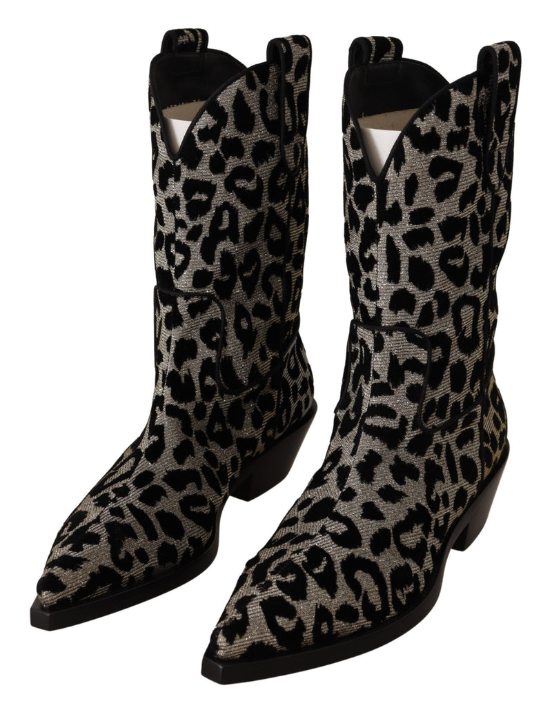 Eleganter Leopardenmuster mittlerer Kalbstiefel