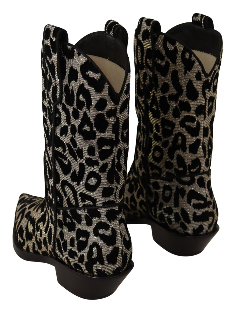 Eleganter Leopardenmuster mittlerer Kalbstiefel