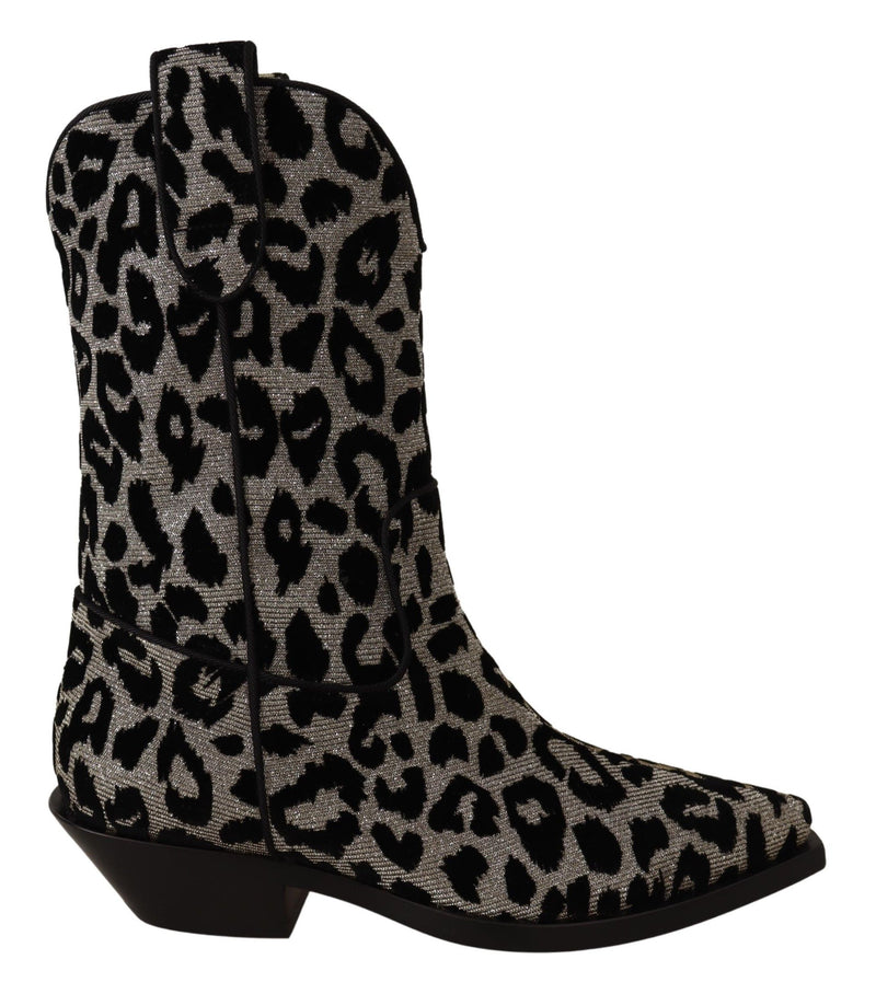 Eleganter Leopardenmuster mittlerer Kalbstiefel