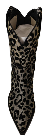 Eleganter Leopardenmuster mittlerer Kalbstiefel