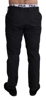 Elegantes pantalones de algodón negro estirado