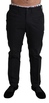 Elegantes pantalones de algodón negro estirado