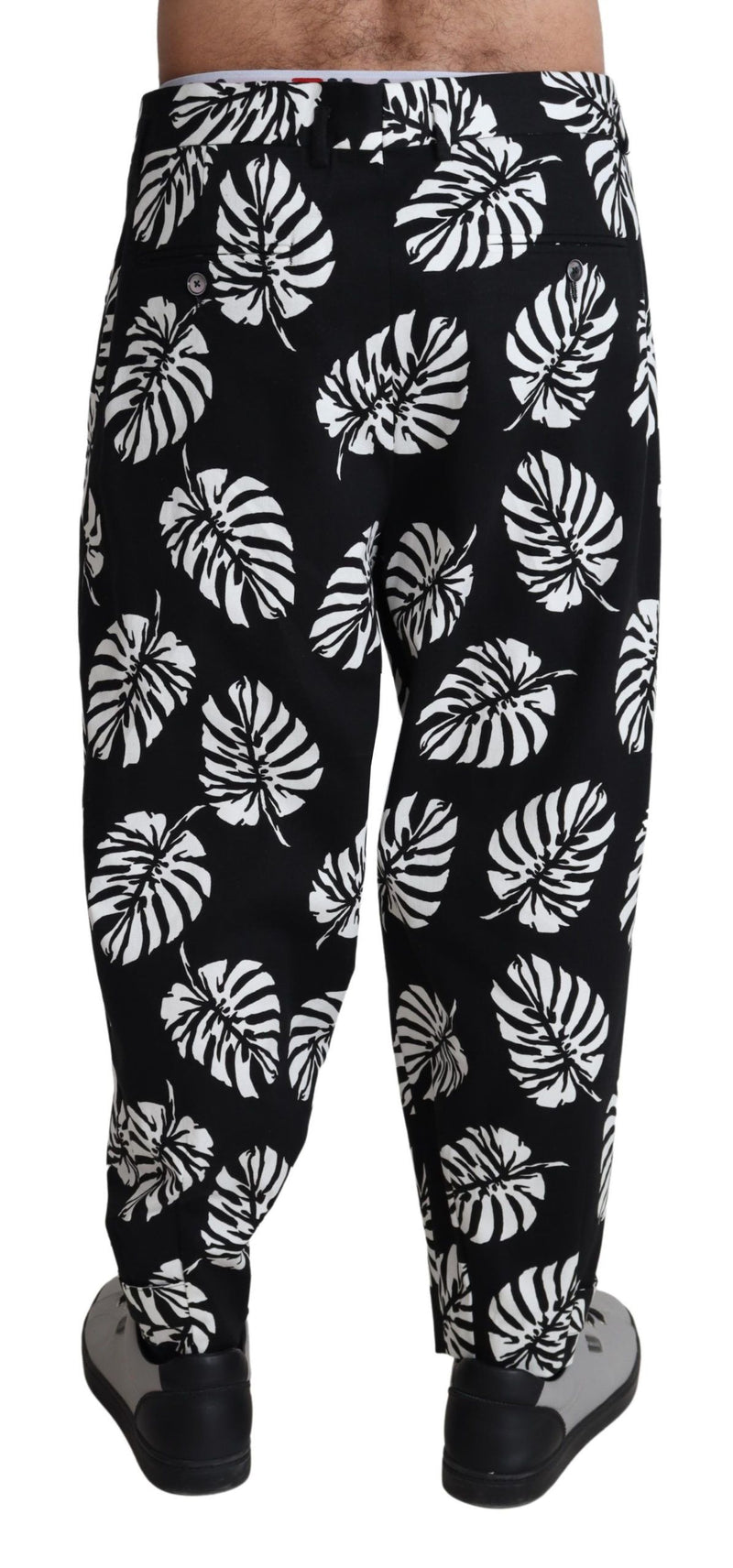 Elegantes pantalones de algodón con estampado de hoja de palma