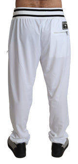 Eleganti pantaloni da jogging bianco con patch logo