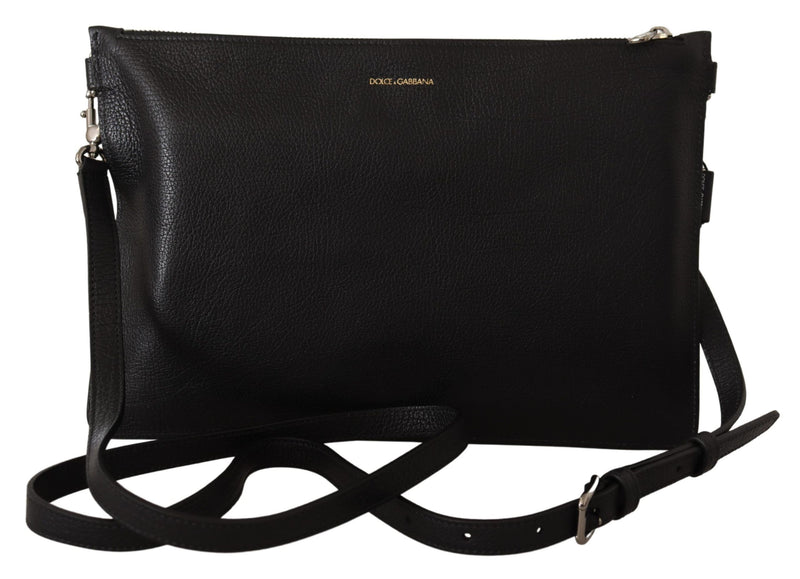 Elegante bolso de hombro de cuero negro de cuero