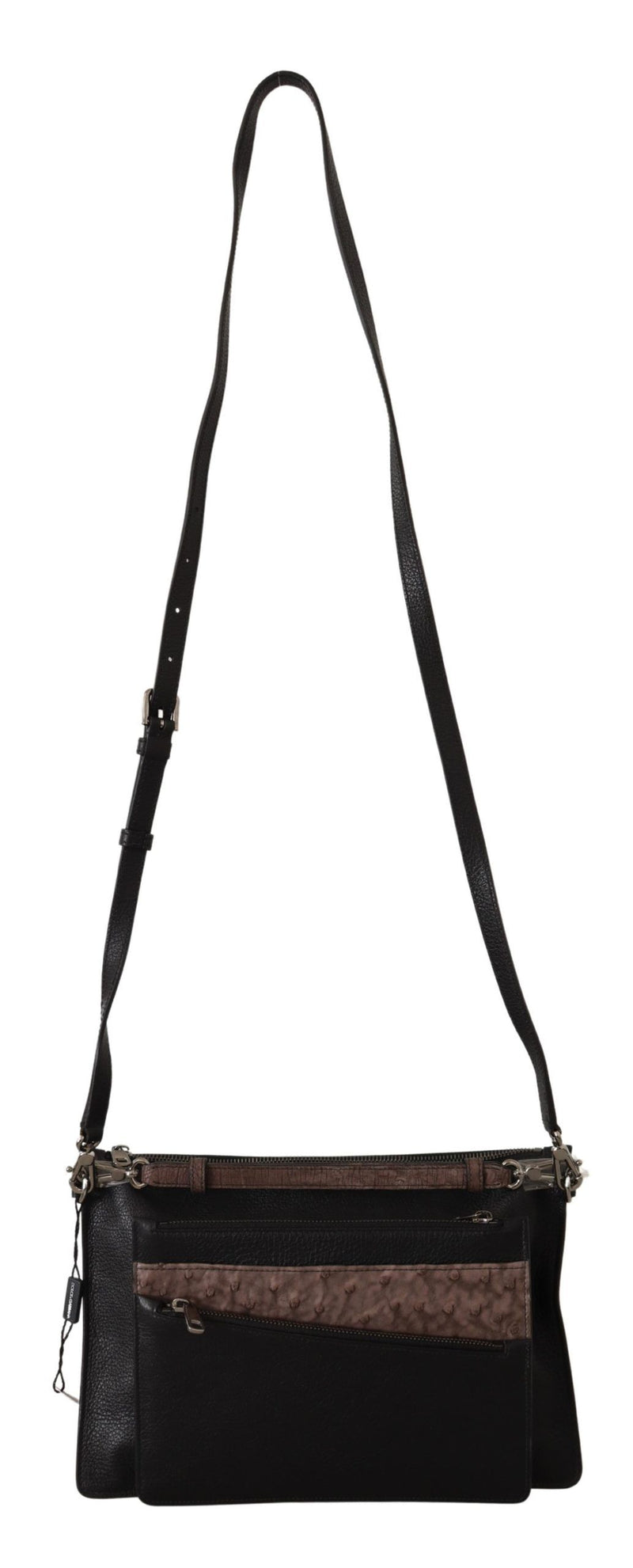 Elegante bolso de hombro de cuero negro de cuero