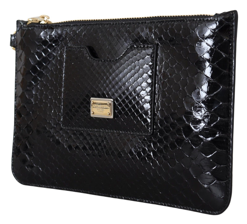 Exotic Leather Black Wristlet Wallet