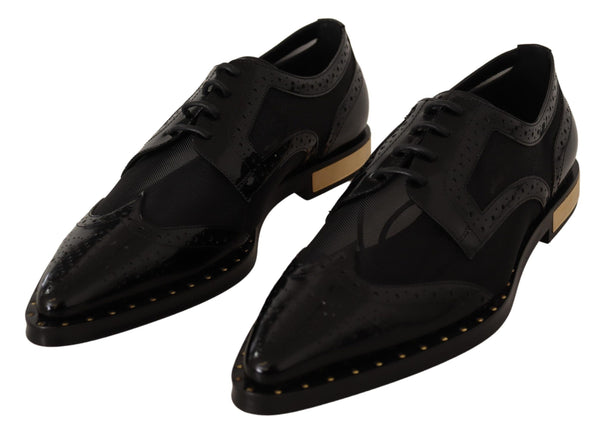 Elegante goldbezogene schwarze Oxford-Schnüre-ups