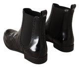 Elegantes botas de ala de tobillo negro oxford