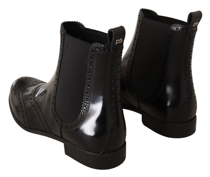 Elegante schwarze Knöchelflügel -Oxford -Stiefel