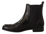 Elegantes botas de ala de tobillo negro oxford