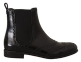 Elegantes botas de ala de tobillo negro oxford