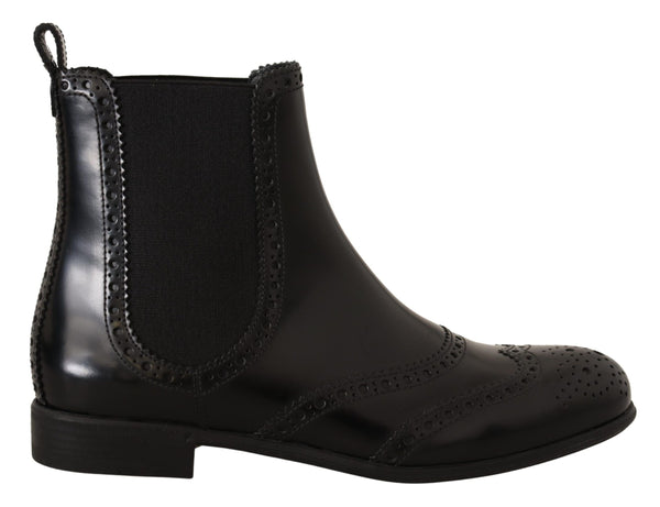 Elegante schwarze Knöchelflügel -Oxford -Stiefel