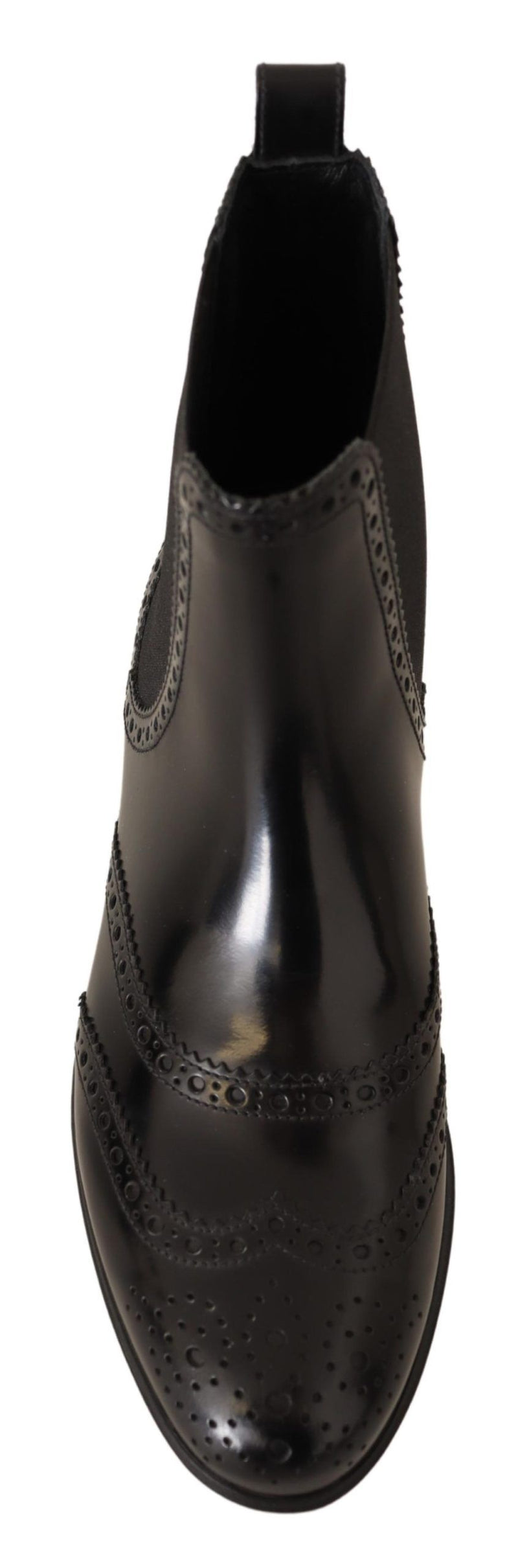 Elegante schwarze Knöchelflügel -Oxford -Stiefel