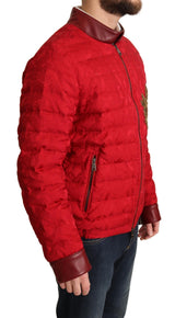 Rote und goldene Bomber -Designerjacke