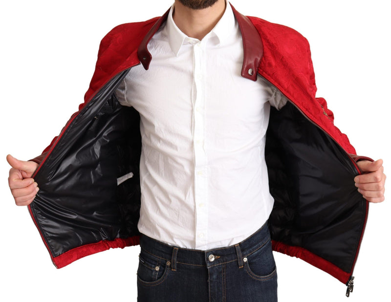 Chaqueta de diseñador de bombardero rojo y dorado