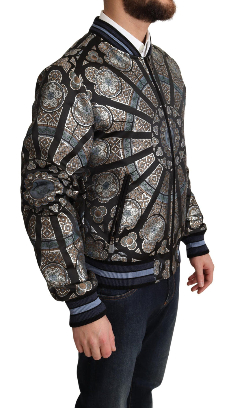 Elegante giacca da bomber jacquard in blu