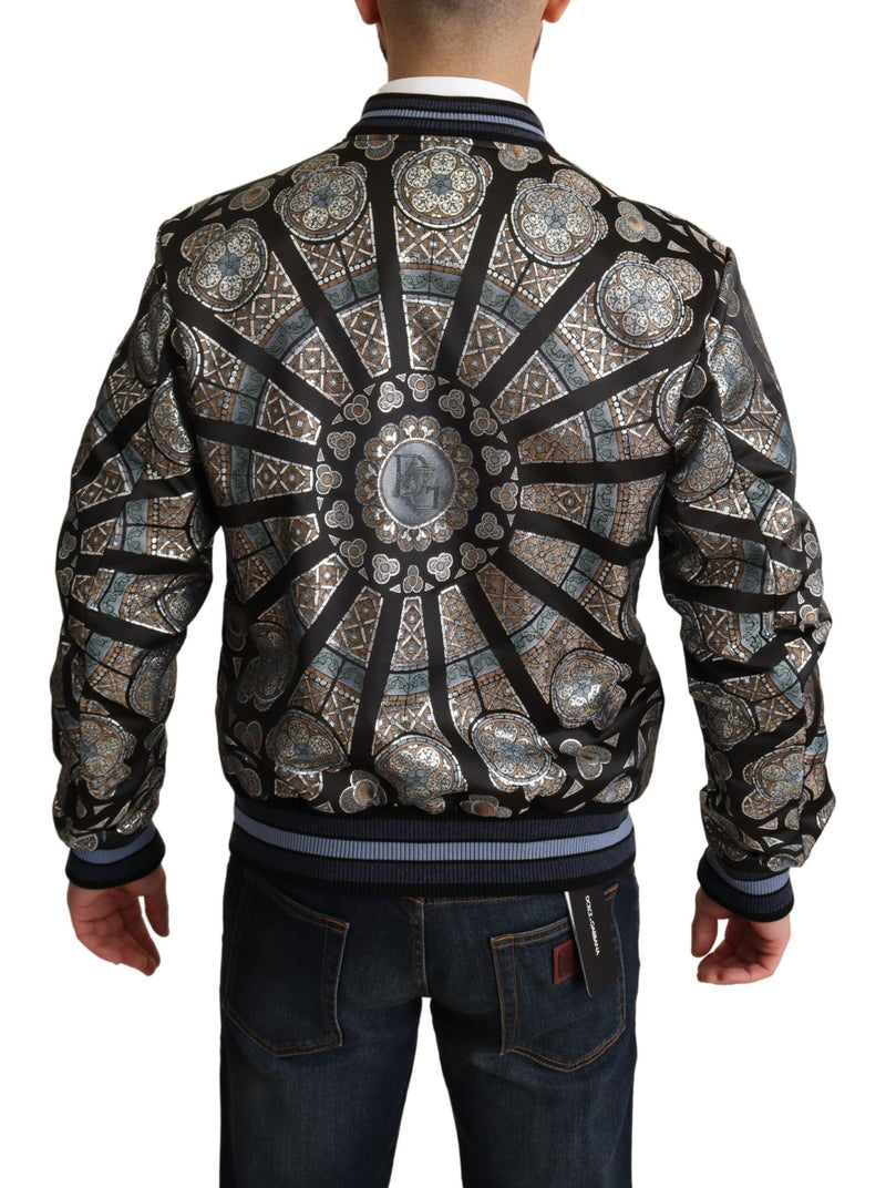 Elegante giacca da bomber jacquard in blu