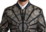 Elegante Jacquard -Bomberjacke in Blau