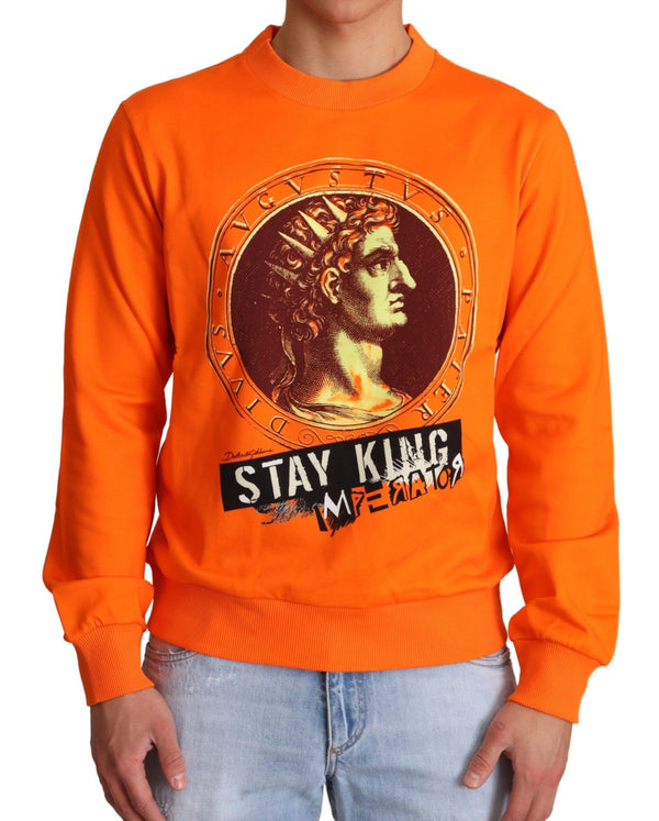 Pull de coton de Crewneck Regal en orange