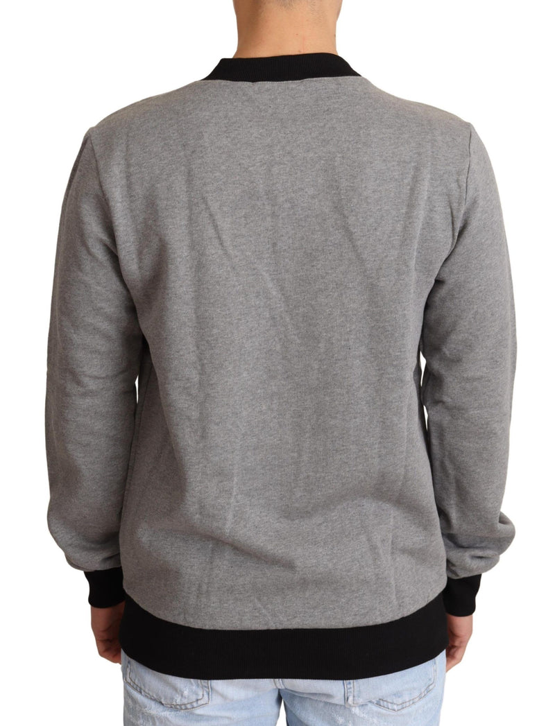 Eleganter grauer Kronmotiv -Crewneck -Pullover