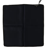 Elegant Silk Black Pocket Square Handkerchief