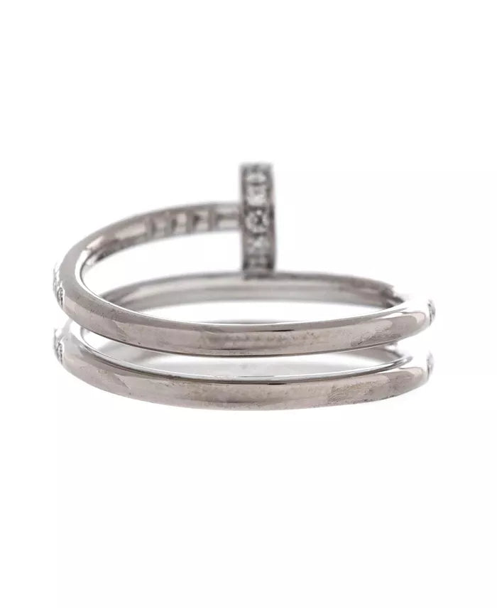 Small Juste un Clou Paved Double Ring 18K White Gold with Diamonds