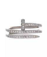 Small Juste un Clou Paved Double Ring 18K White Gold with Diamonds