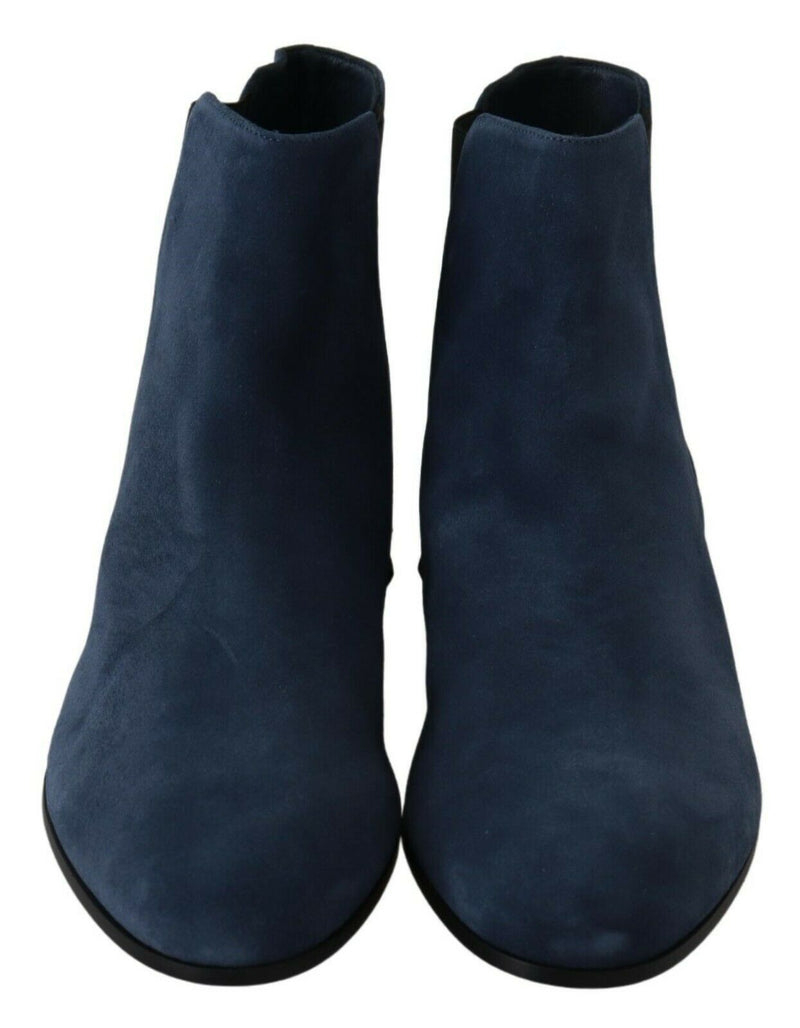 Botas de mediana semental de gamuza azul elegantes con detalles del semental