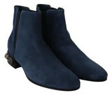 Chic Blue Wildleder mittelkalte Stiefel mit Studdetails