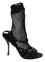 Sandales de stiletto en maille noire chic