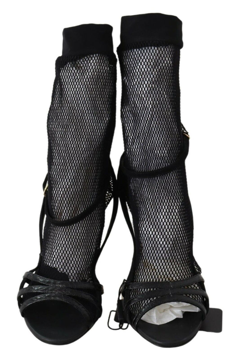 Sandales de stiletto en maille noire chic